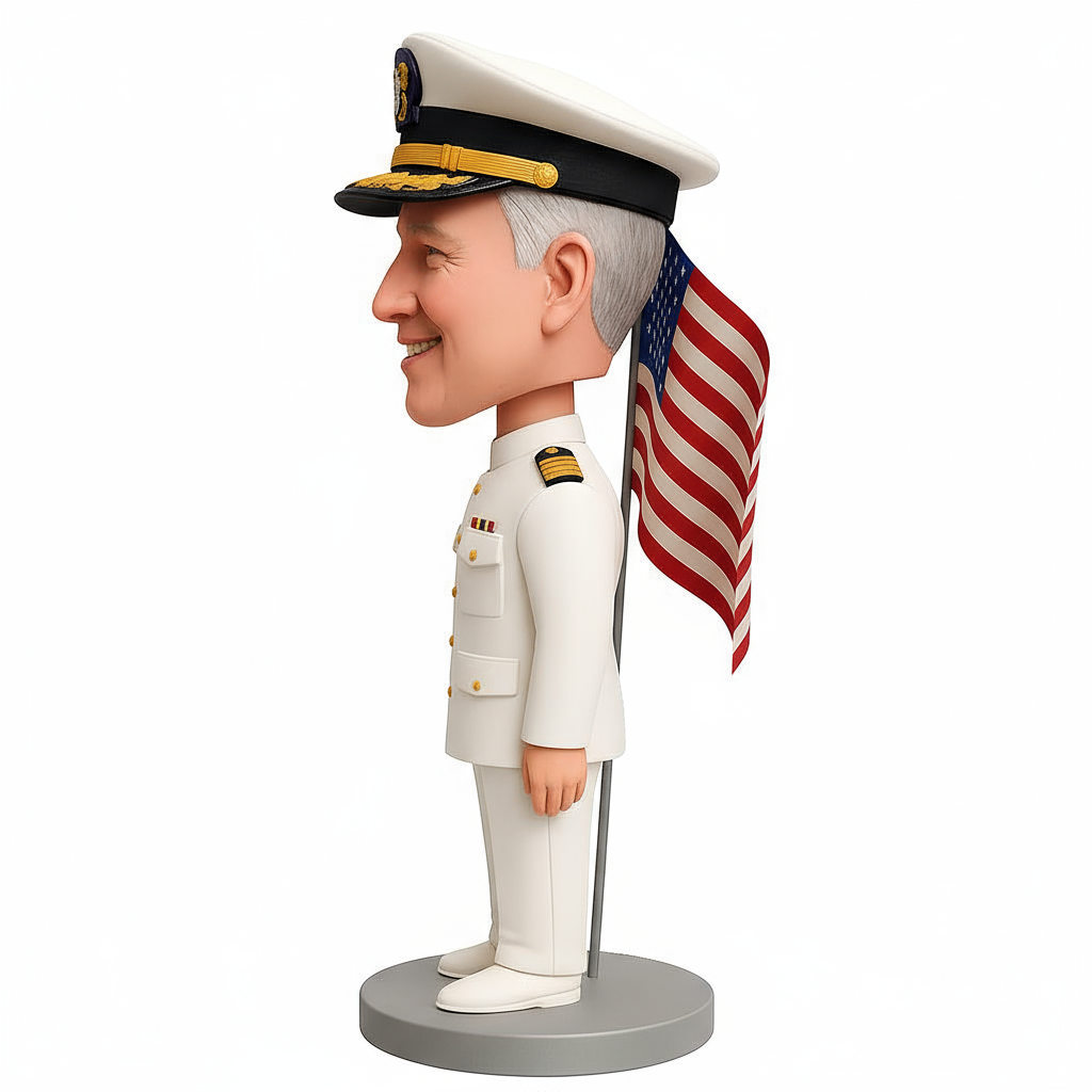 Navy Officer Giving Thumbs up Custom Bobbleheads - Navy Uniform Can Be Customized