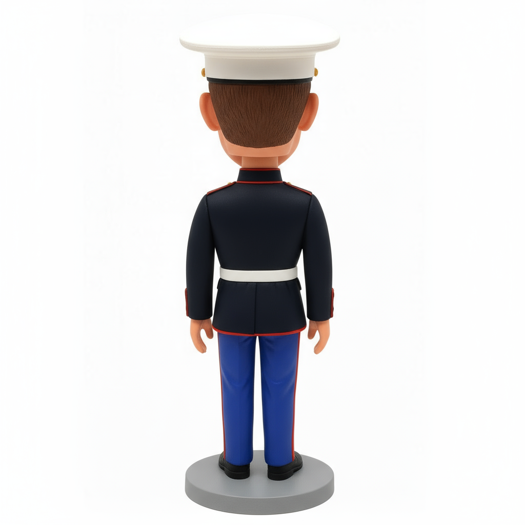 Custom Marine Corps Bobblehead – Personalized Male Military Figurine in Dress Blue Uniform