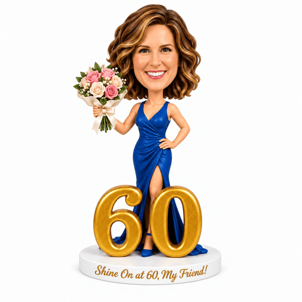 Custom 60th Birthday Bobblehead for Her – Customizable Any Outfit & Pose