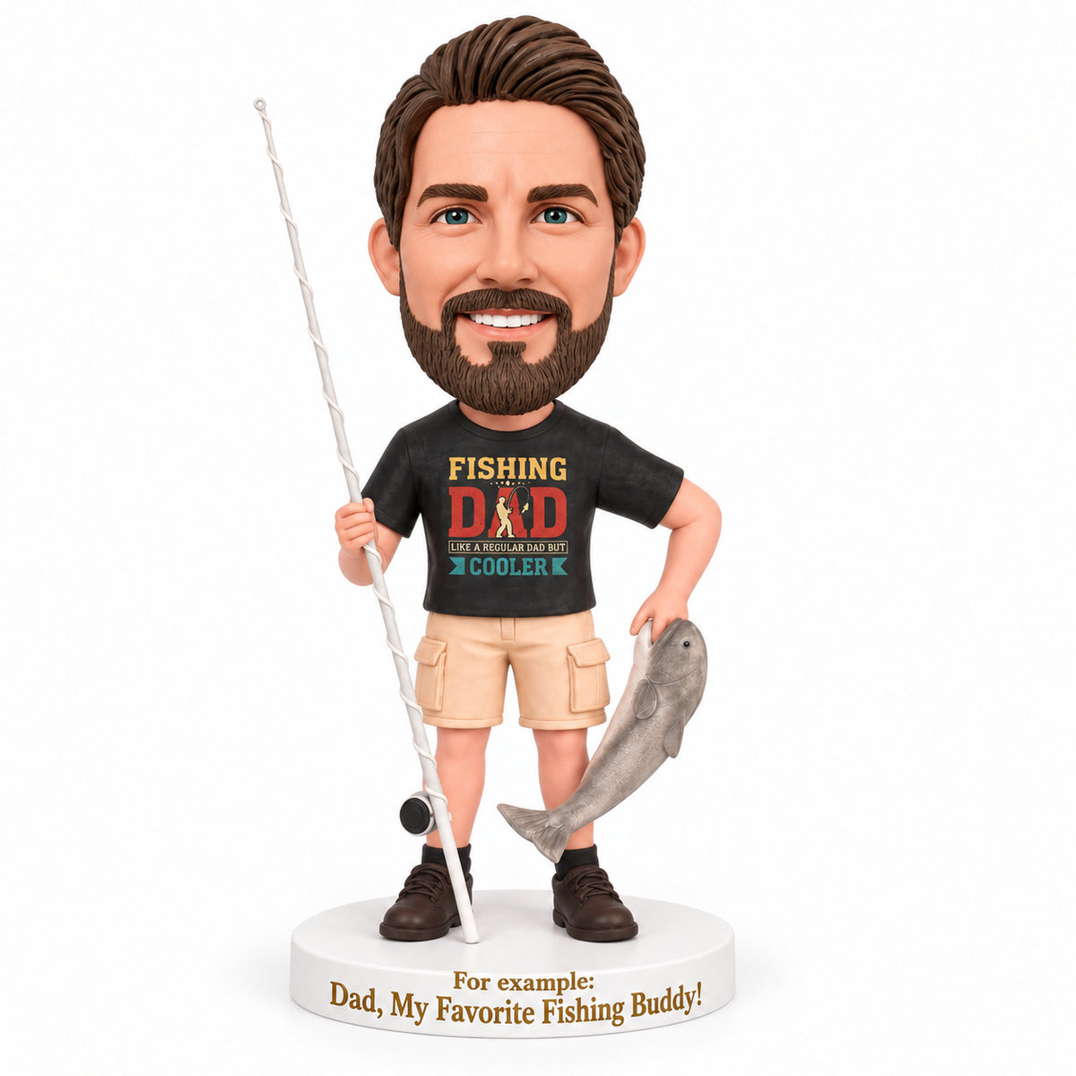 Custom Fishing Dad Bobbleheads – Customizable Outfit & Pose