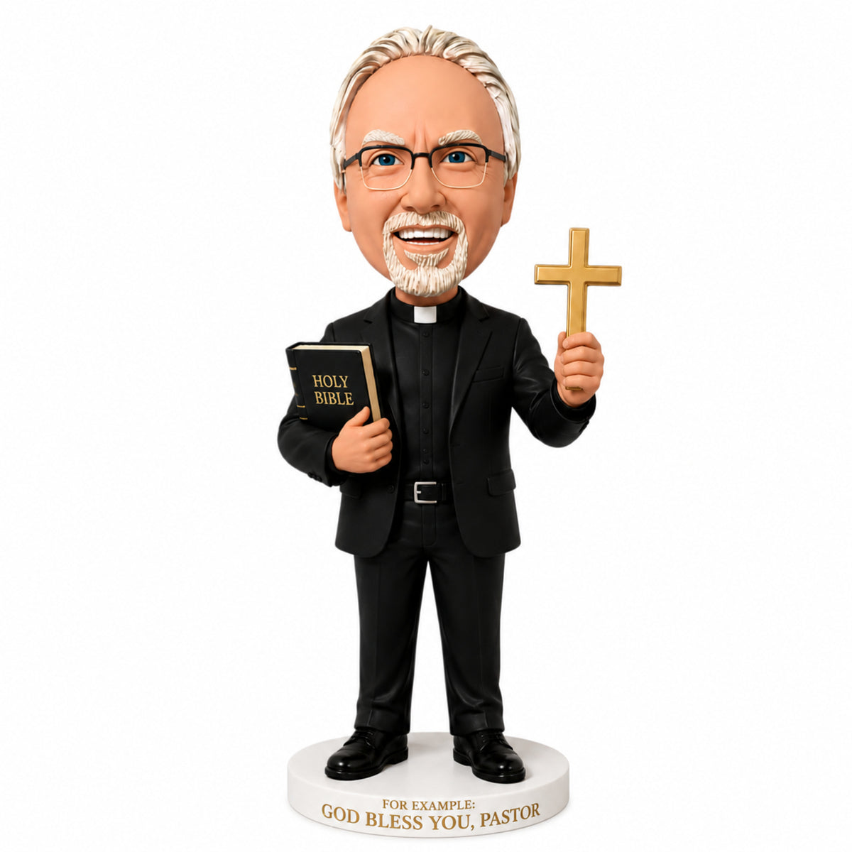 Custom Pastor Bobbleheads –- Customizable Clerical Attire & Pose
