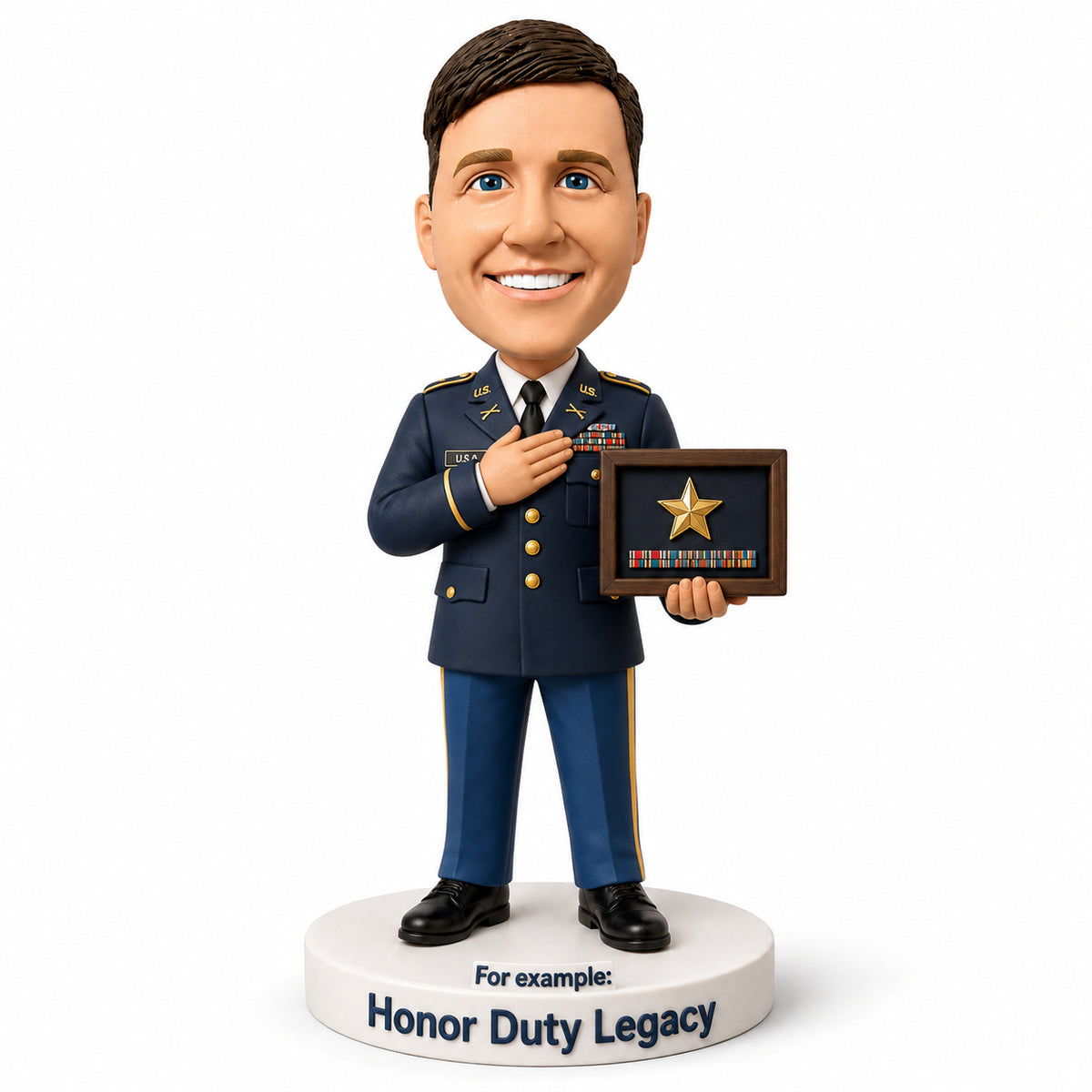 Custom Army Bobbleheads in Dress Blues —— Customizable Military Uniform & Pose