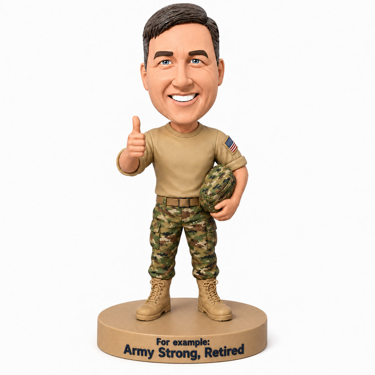 Custom Army Retirement Bobbleheads –- Customizable Military Uniform & Pose