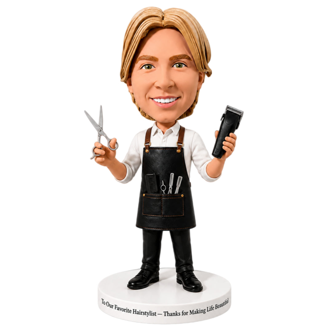 Custom Barber Bobbleheads – Customizable Outfit & Pose