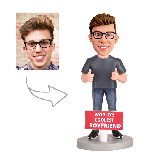 World's Coolest Boyfriend Custom Bobblehead With Engraved Text