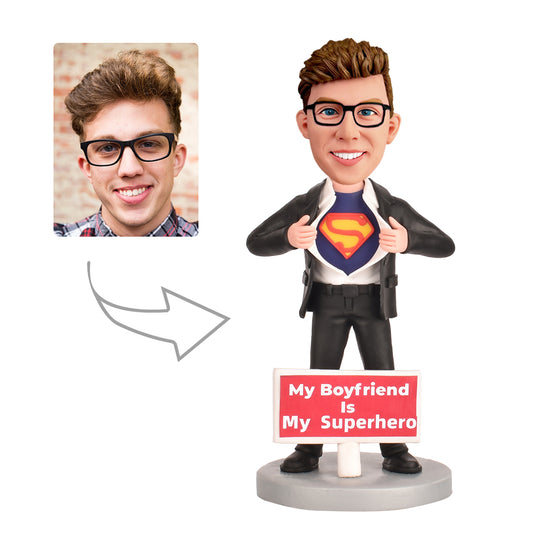 My Boyfriend is My Hero Custom Bobblehead  With Engraved Text