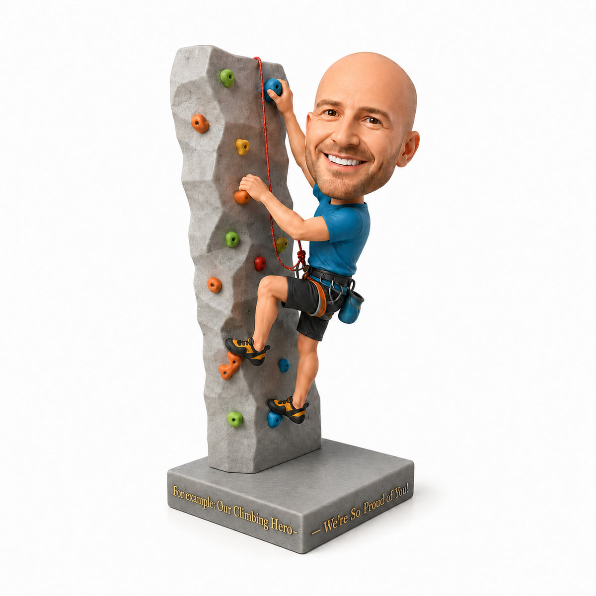 Custom Male Rock Climber Bobbleheads – Customizable Outfit & Pose