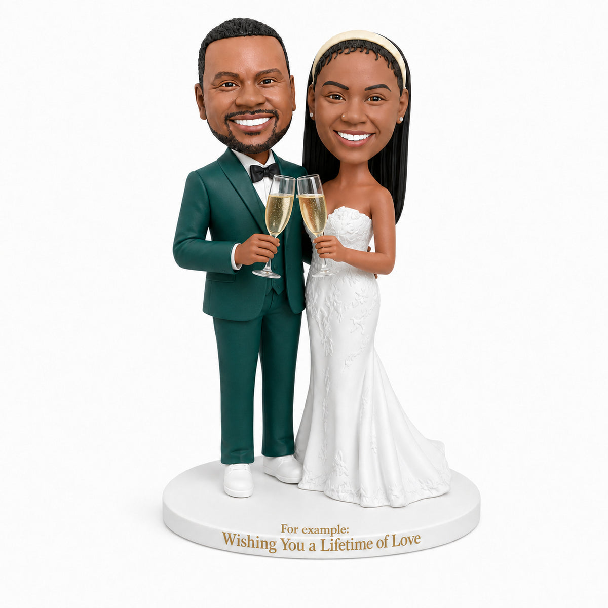 Custom Bride & Groom Bobblehead Wedding Gift – Hand-on-Chest Pose | Customizable Any Outfit & Pose