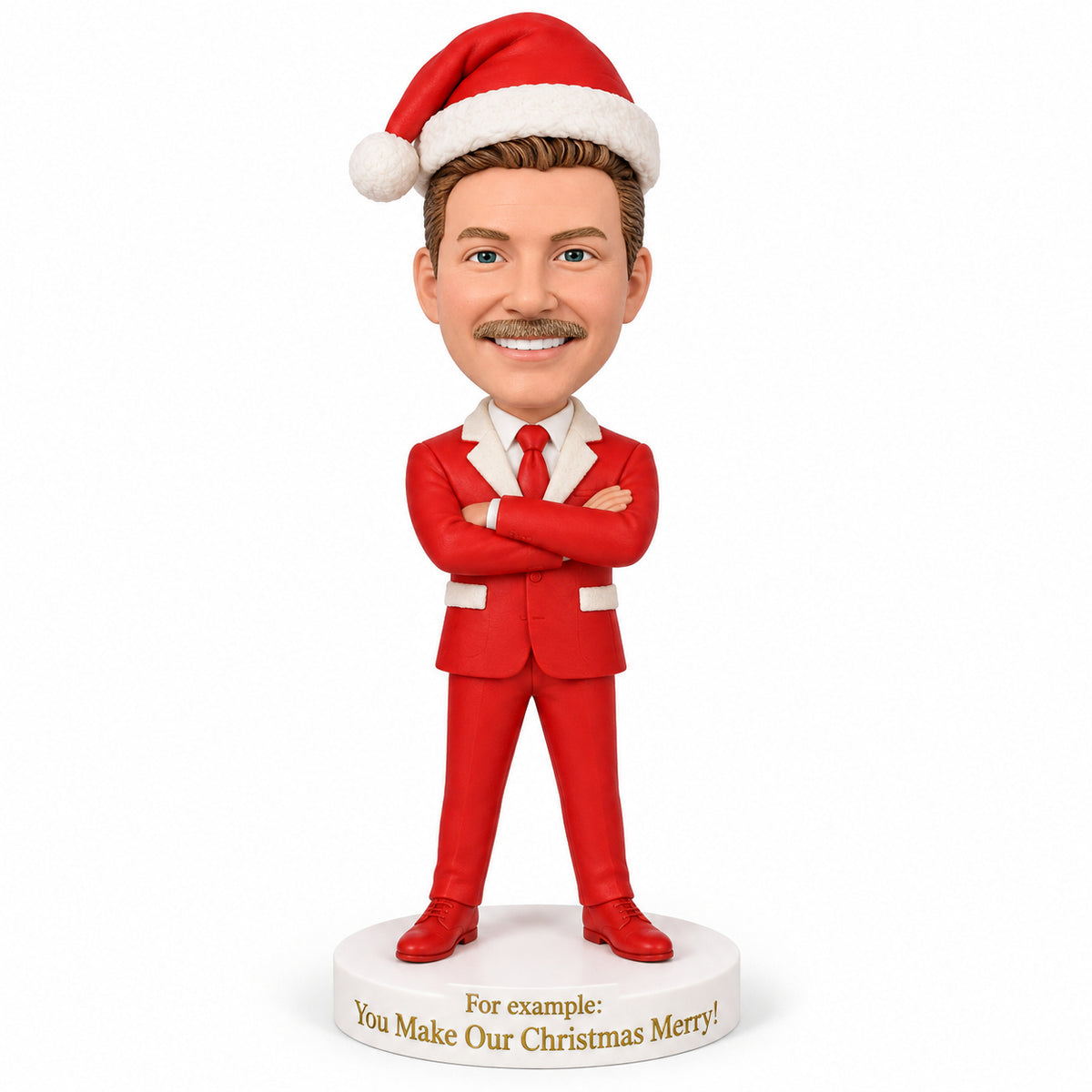 Custom Christmas Bobbleheads in a Red Suit – Customizable Outfit & Pose