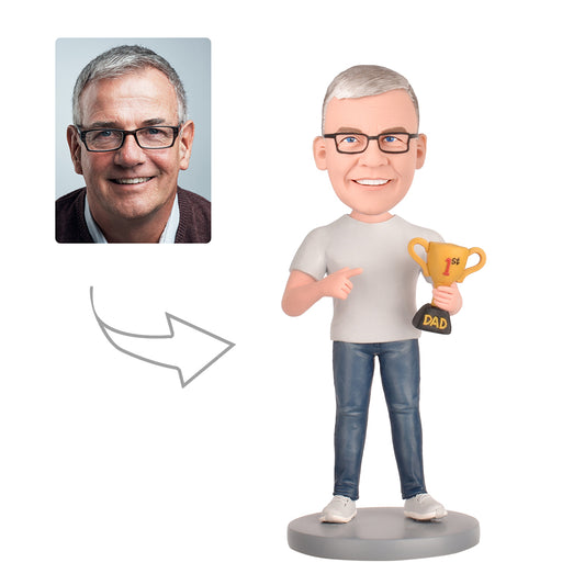 Personalized  Custom Bobblehead Father's Day Gift -Dad with the Trophy