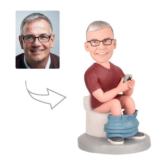 Father's Day Gift Custom Bobblehead - Dad Sat in the Toilet With Engraved Text