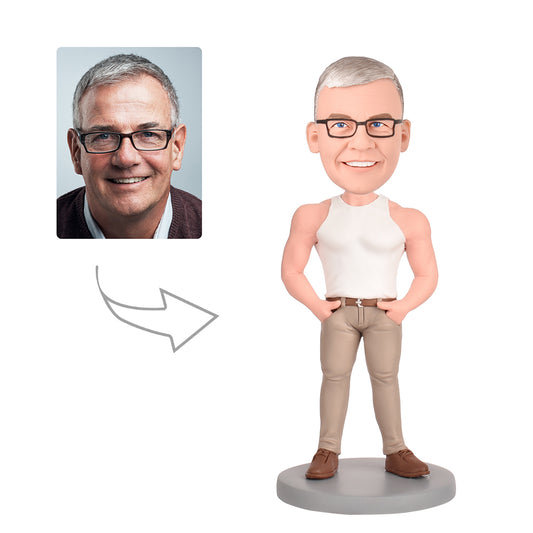 A Strong Dad Custom Bobblehead With Engraved Text