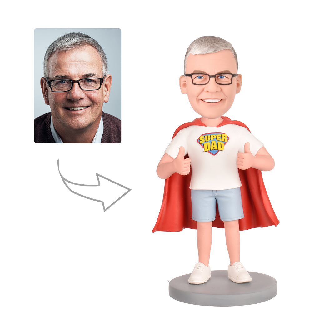 Super Dad Custom Bobblehead - With Engraved Text
