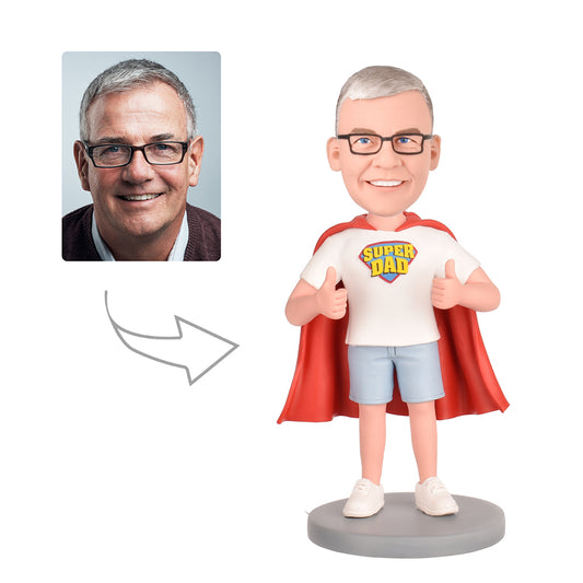 Super Dad Custom Bobblehead - With Engraved Text