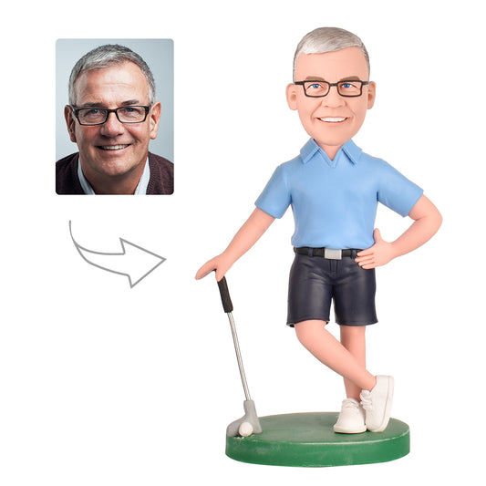Father's Day Gift Custom Golfer Bobblehead  With Engraved Text