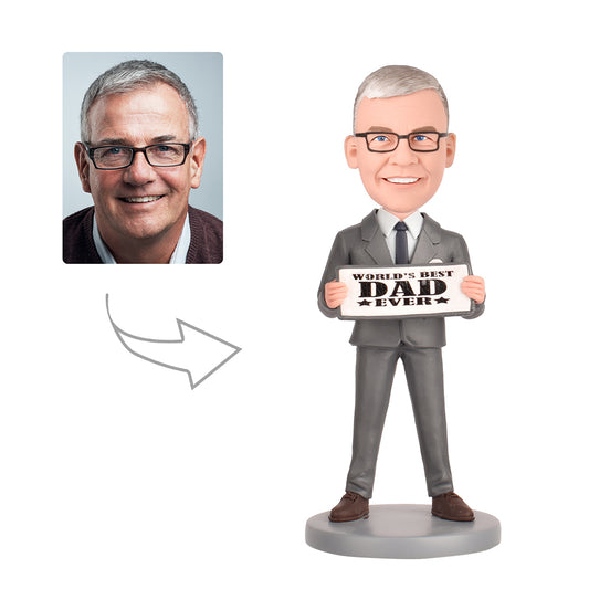 Custom Bobblehead-The World's Best Dad Ever With Engraved Text