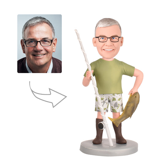 Fisherman - Custom Bobblehead - With Engraved Text