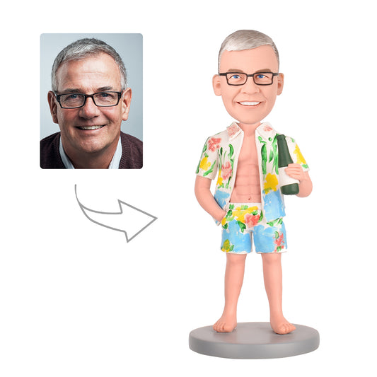 The Man in a Hawaiian Shirt Custom Bobblehead With Engraved Text