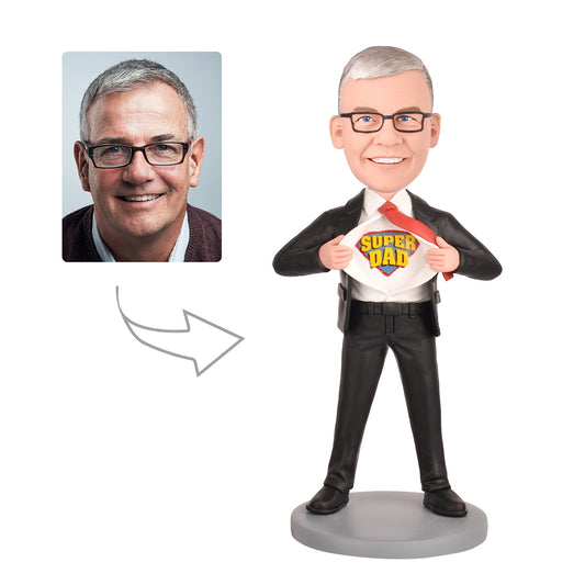 Gift for Dad- Super Dad  Custom Bobblehead With Engraved Text