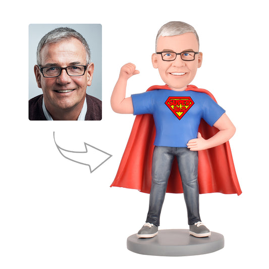 Father's Day Gift - Super Dad Custom Bobblehead With Engraved Text
