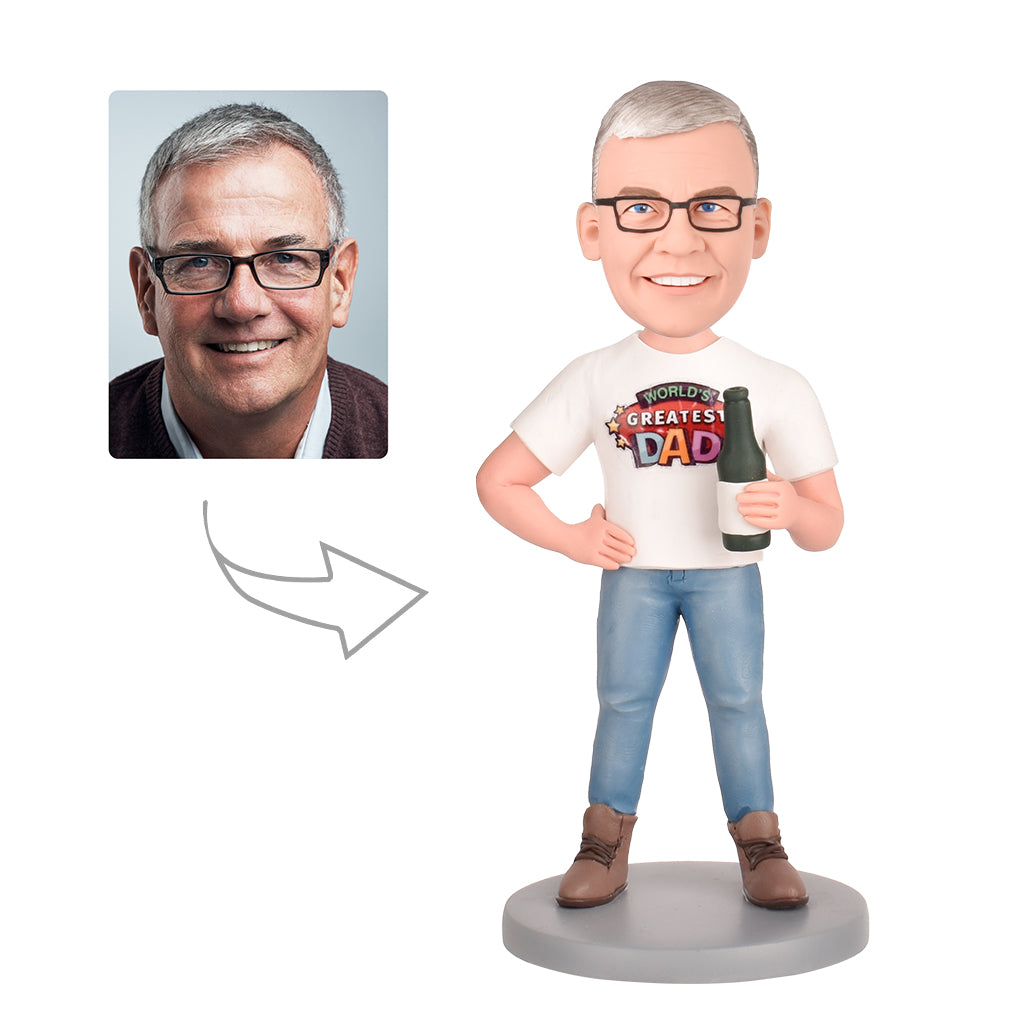 Father's Day Gift -The World's Greatest Dad Custom Bobblehead With Engraved Text