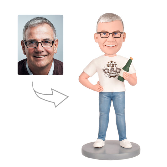 Best Dad in the World - Custom Dad Bobblehead  With Engraved Text