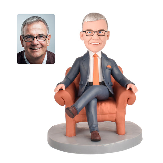 Dad is Sitting on the Sofa Custom Bobblehead - With Engraved Text