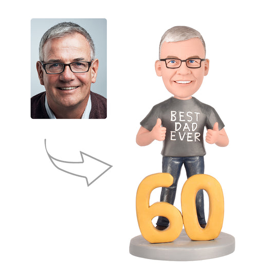 60th Birthday Presents for Dad Personalized Bobbleheads - Best Dad Ever