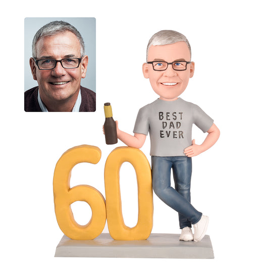 60th Birthday Gift for Dad Custom Bobbleheads - Best Dad Ever