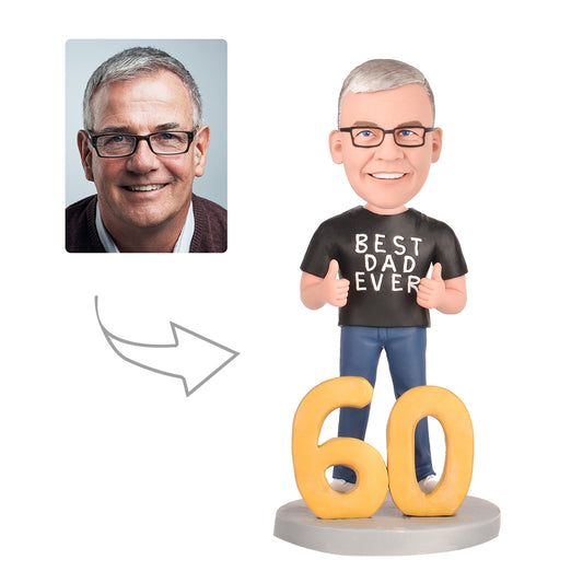 60th Birthday Gift for Dad - Personalized Bobbleheads - Daddy Thumbs Up