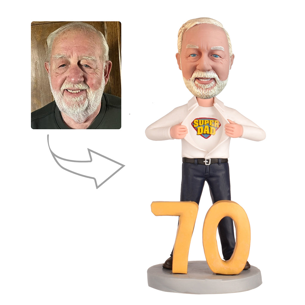 70th Birthday Gift for Dad Personalized Bobbleheads Super Dad