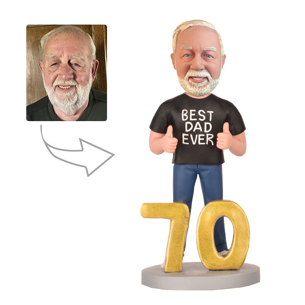 70th Birthday Gift for Dad Personalized Bobbleheads  Best Dad Ever