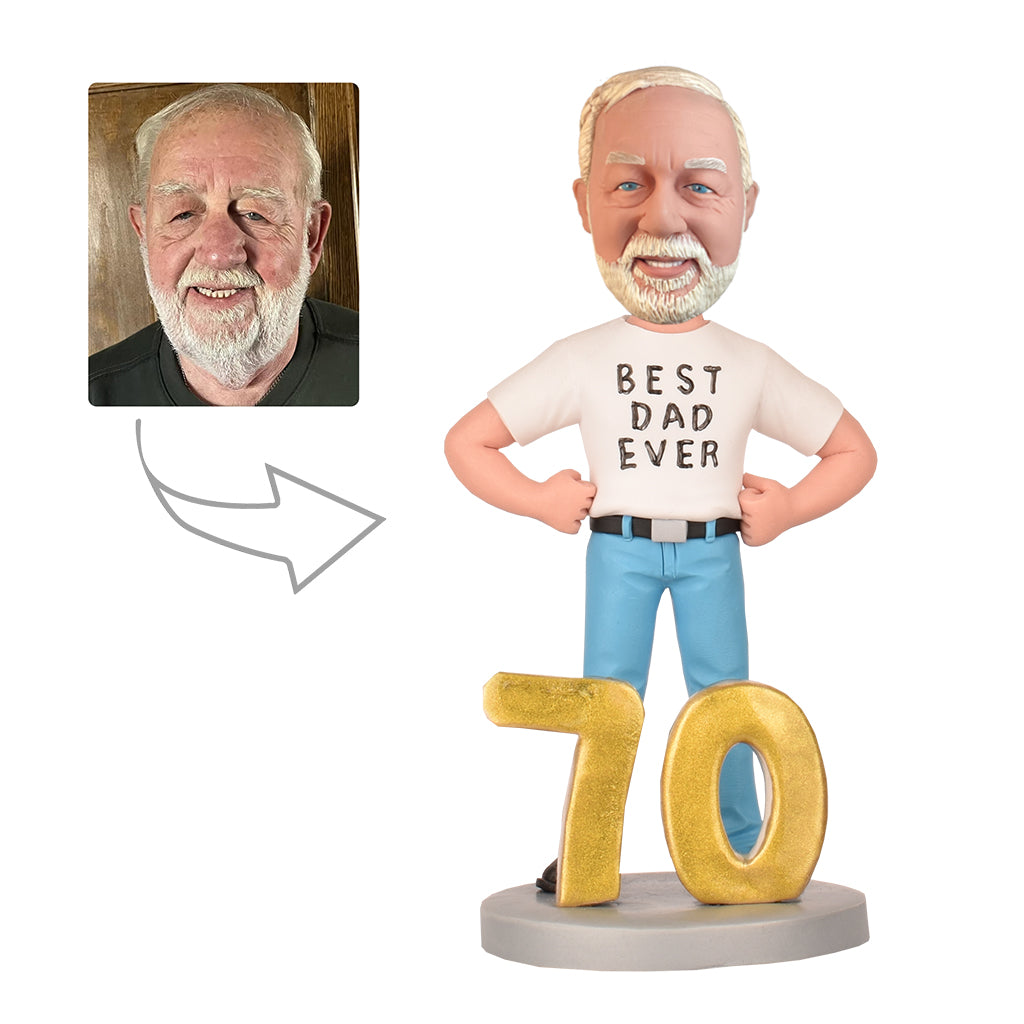 70th Birthday Gift for Dad Personalized Best Dad Ever Bobbleheads