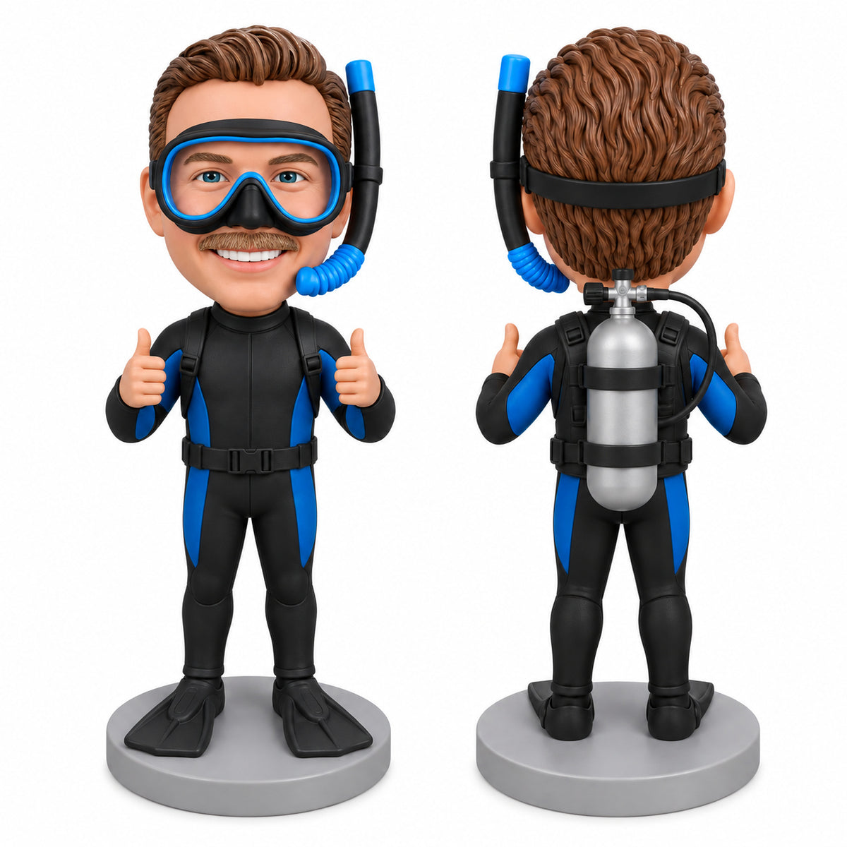 Custom Scuba Divers Bobbleheads –- Customizable Wetsuit & Pose