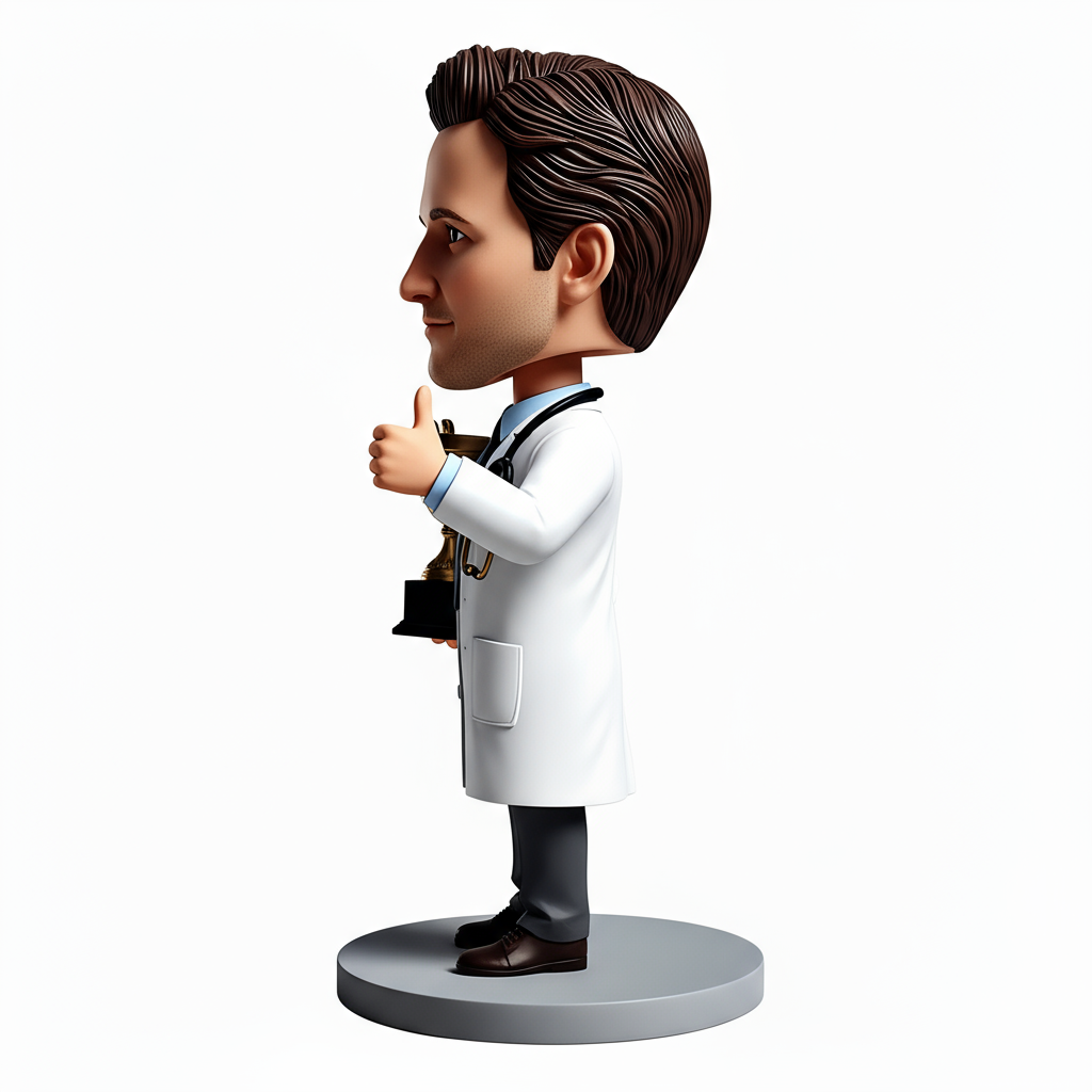 The Retired Doctor Holds the Trophy - Personalized Doctor Bobbleheads – Customizable Outfit & Pose