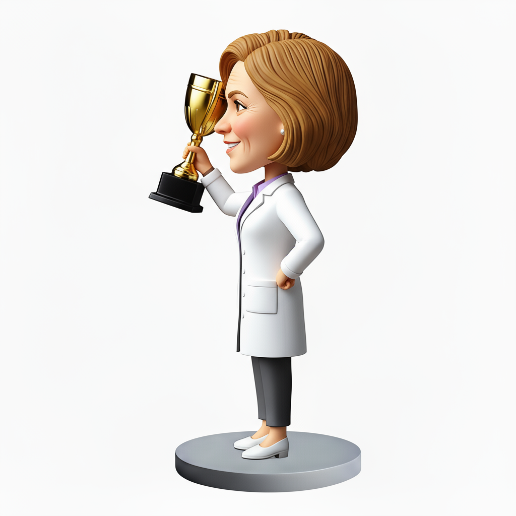 Female Doctor Holding Trophy Personalized Bobbleheads – Customizable Outfit & Pose