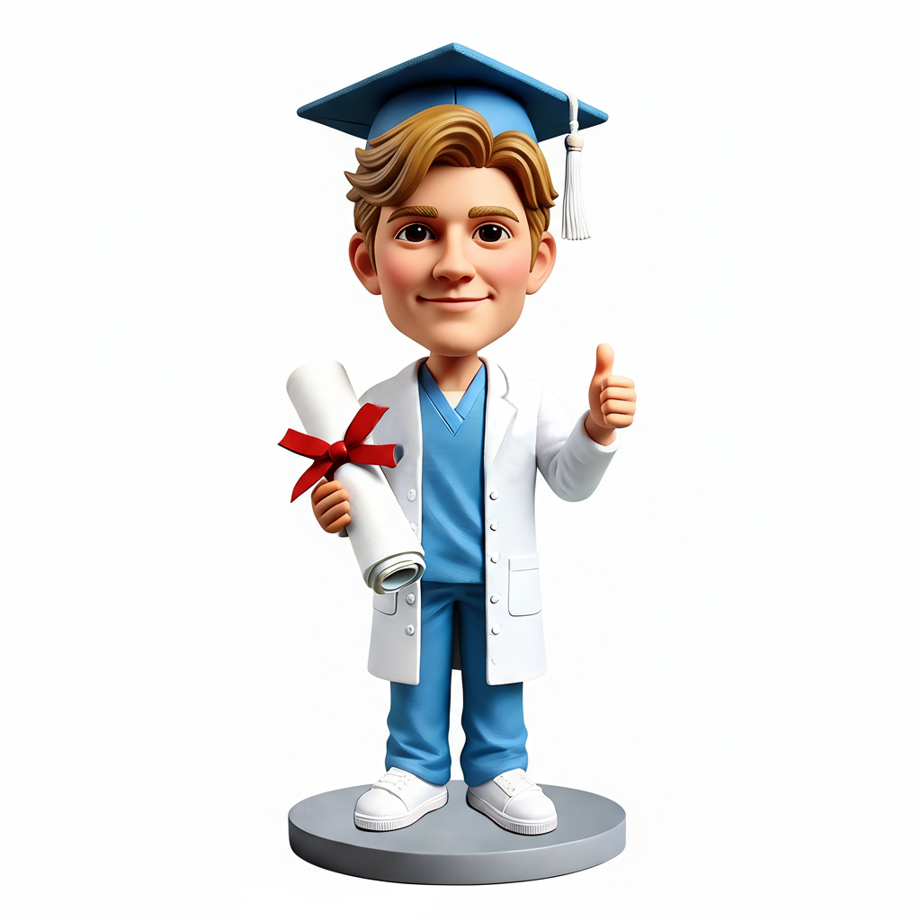 Male Medical Graduate Custom Bobbleheads - Customizable Pose & Outfit