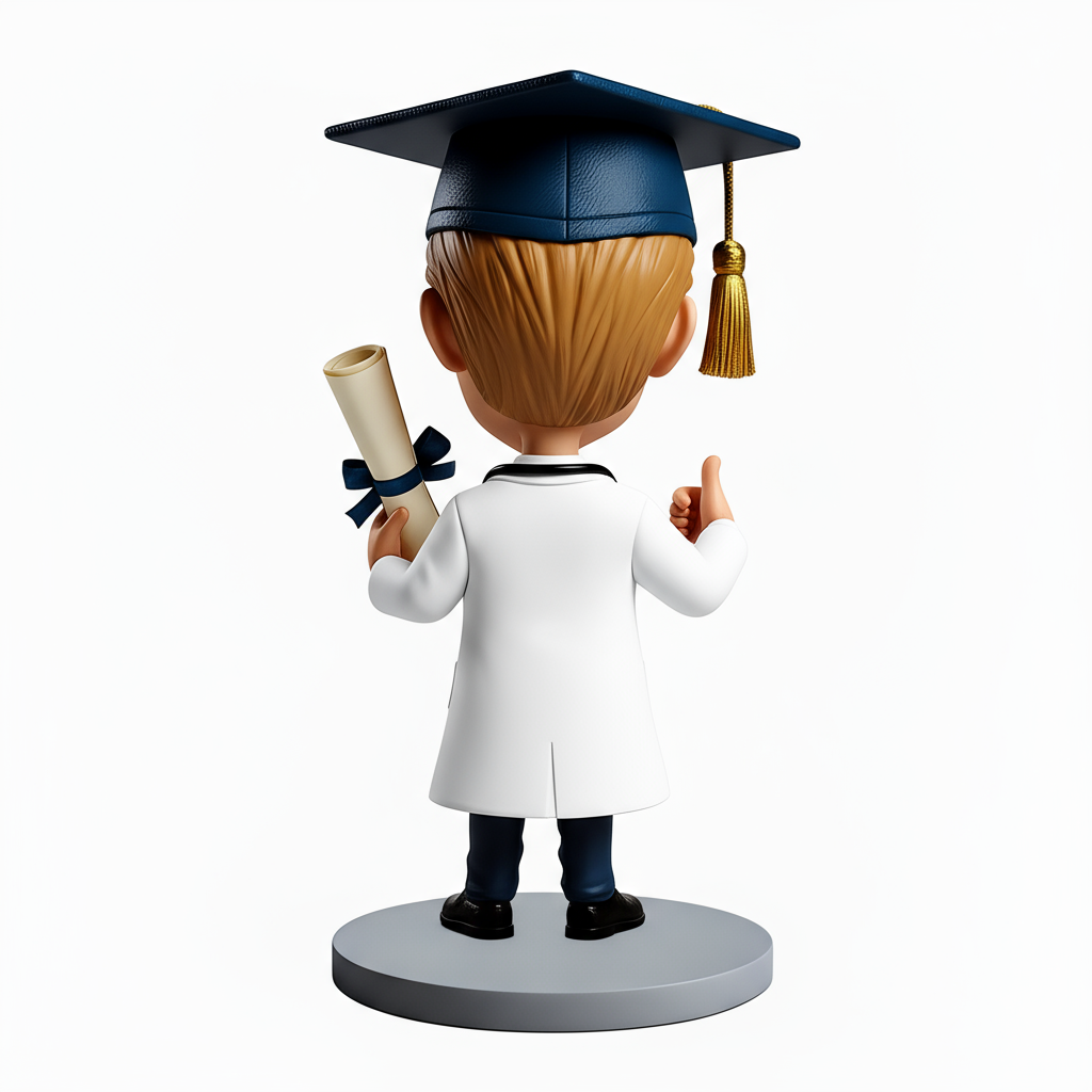 Medical School Graduate Holding Diploma Custom Bobbleheads - Customizable Pose & Outfit