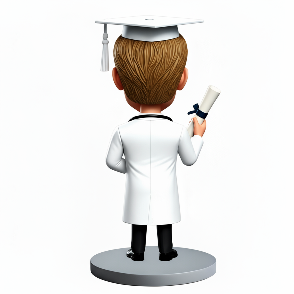Male Medical School Graduate Holding Diploma Custom Bobbleheads - Customizable Pose & Outfit