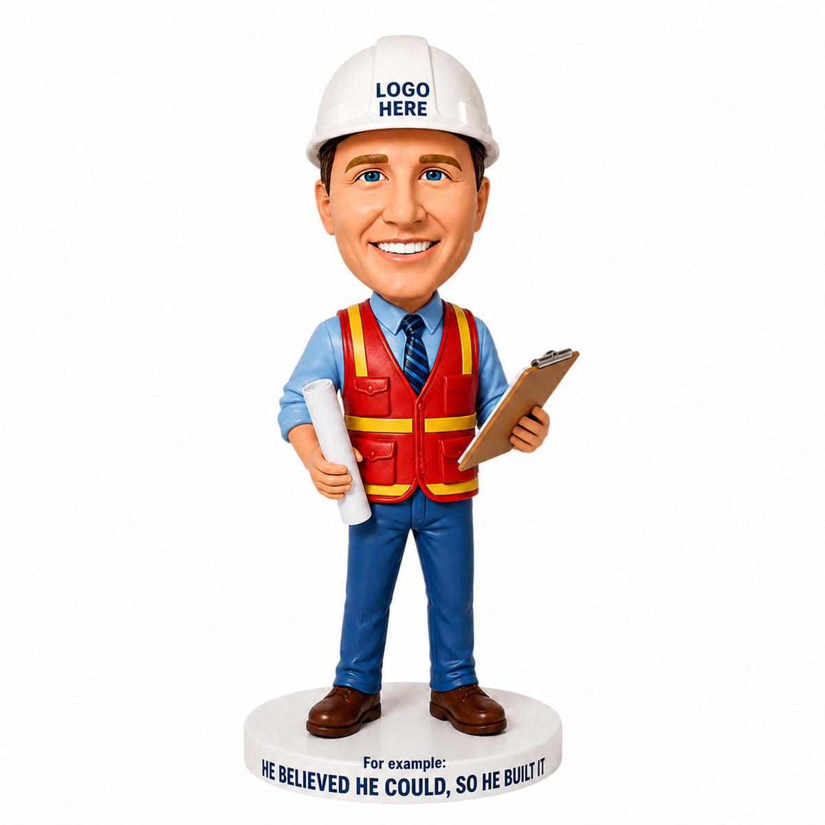 Custom Male Engineer Bobbleheads – Customizable Outfit & Pose
