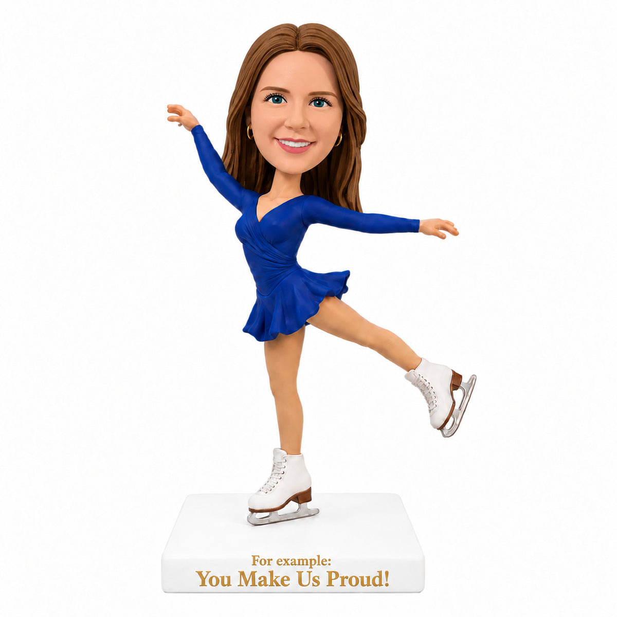 Custom Female Figure Skater Bobbleheads –-- Customizable Skating Outfit & Pose