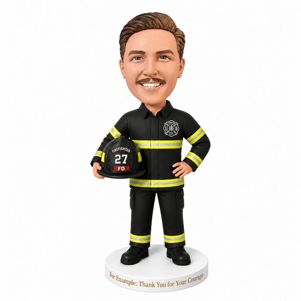 Custom Firefighter Bobbleheads – Customize the Helmet Number and Firefighter Uniform (Optional)