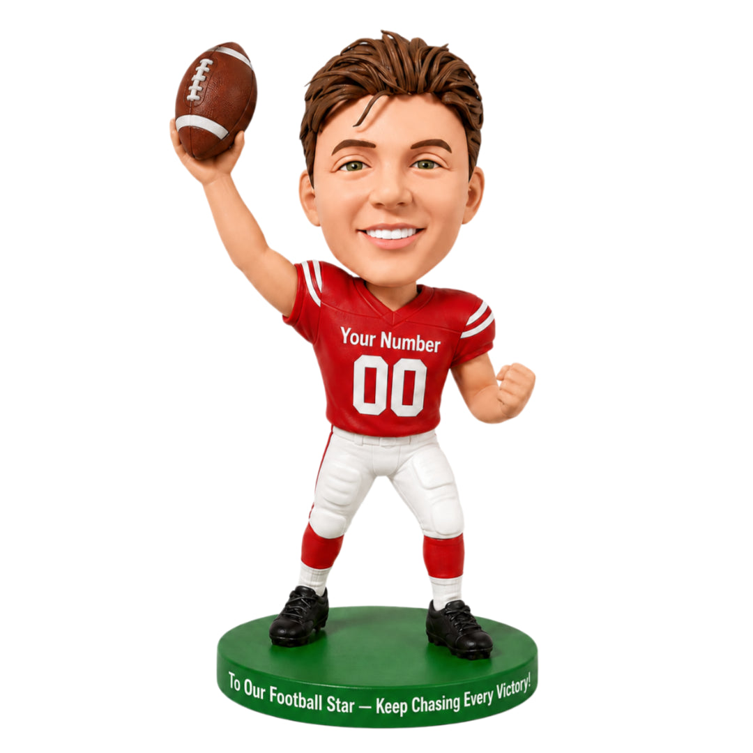Custom Footballers Bobbleheads –-- Customizable Football Uniform & Pose