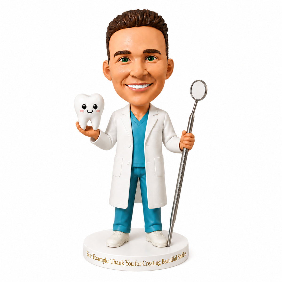 Custom Male Dentist Bobbleheads - Customizable Medical Attire & Pose
