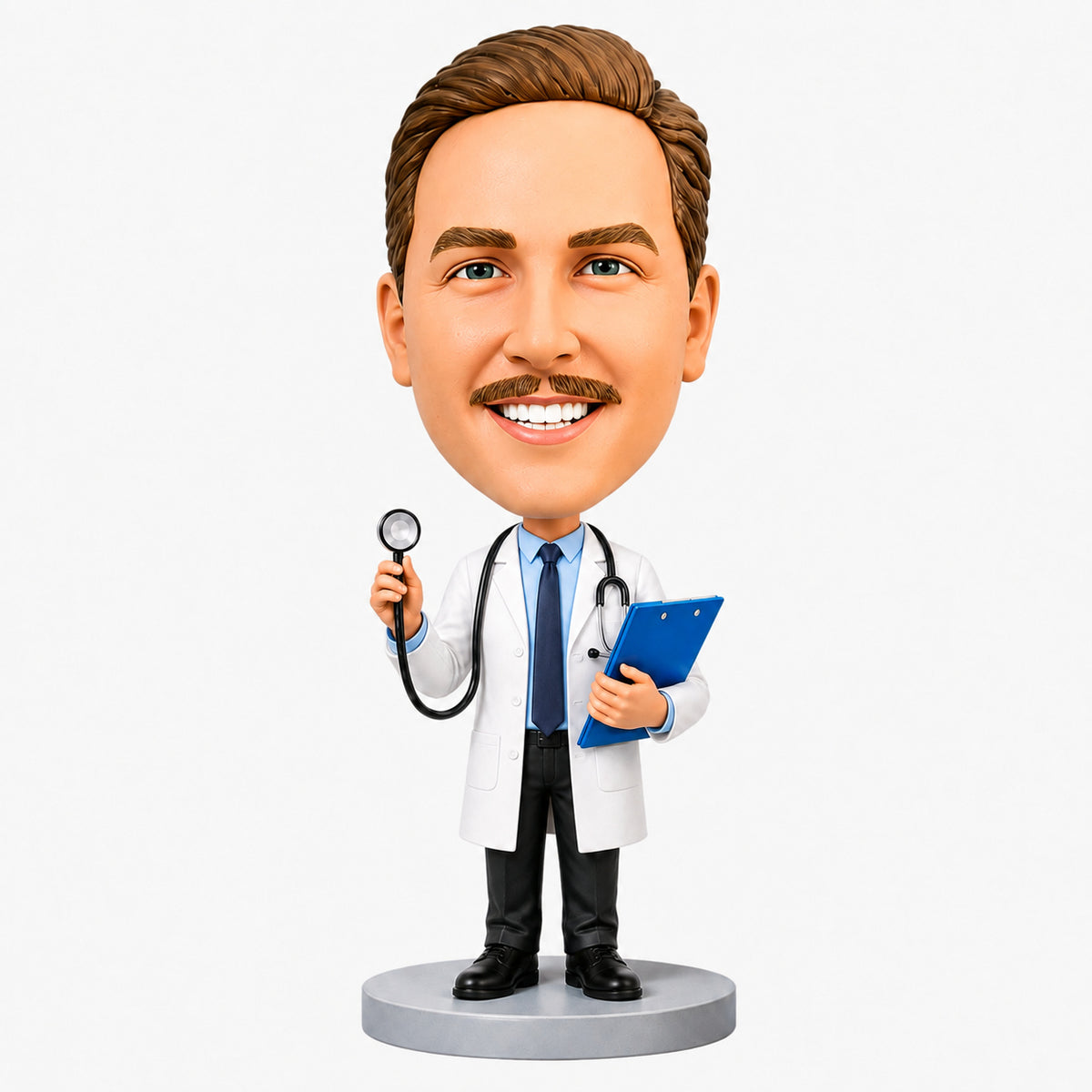 Personalized Doctor Bobblehead –- Customizable Medical Attire & Pose