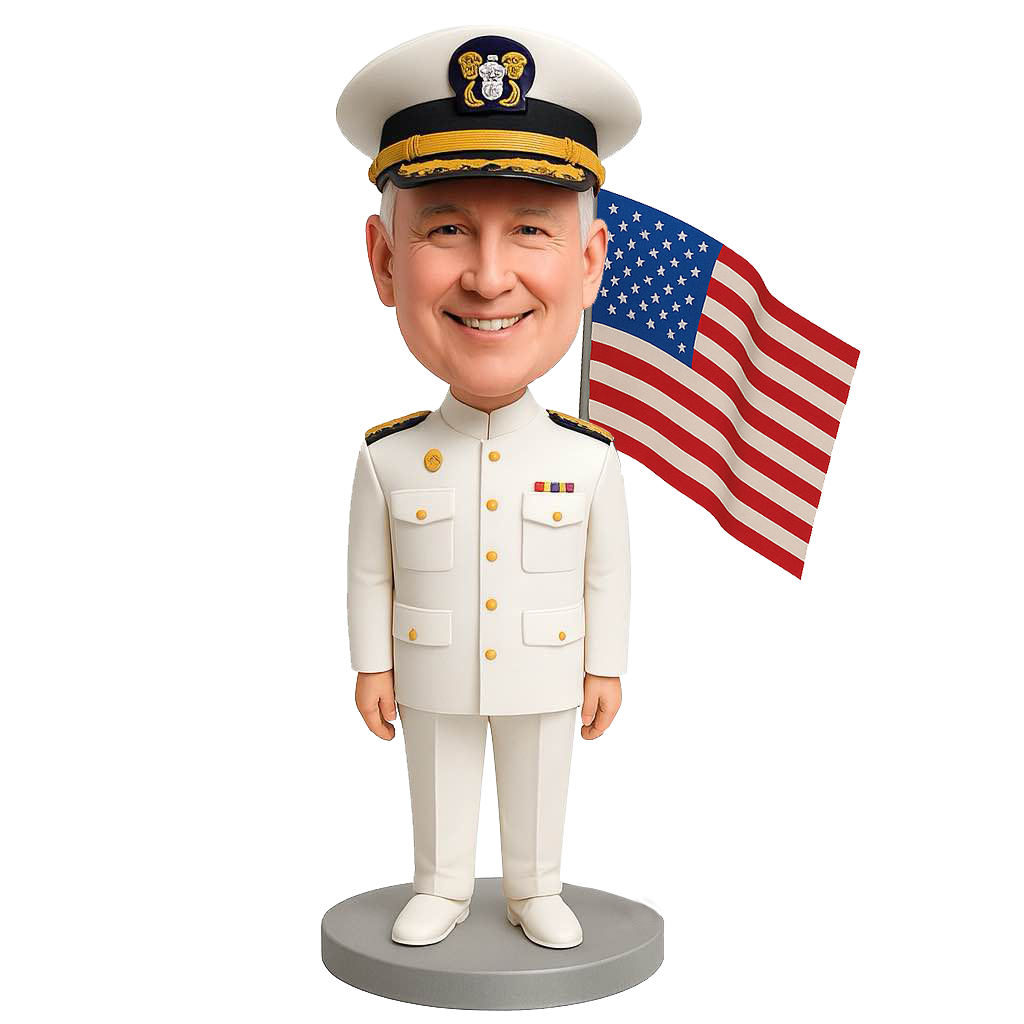 Navy Officer Giving Thumbs up Custom Bobbleheads - Navy Uniform Can Be Customized