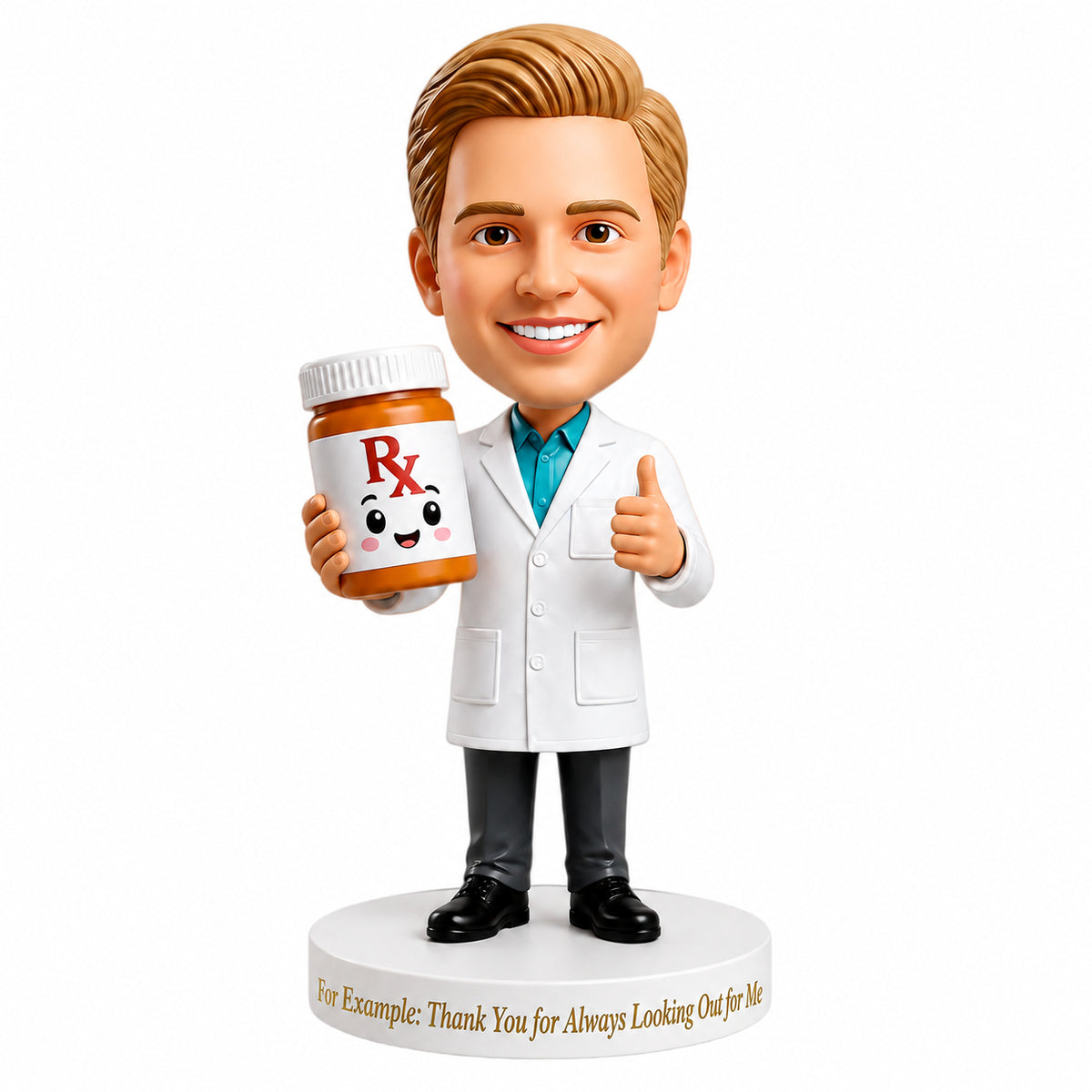 Custom Pharmacist Male Bobbleheads – Customizable Medical Attire & Pose