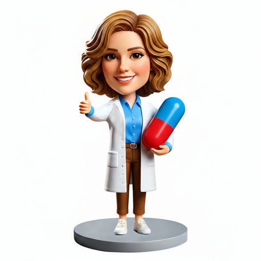 Personalized Female Pharmacist Bobblehead - Gift for Pharmacists - Custom Pose & Outfit