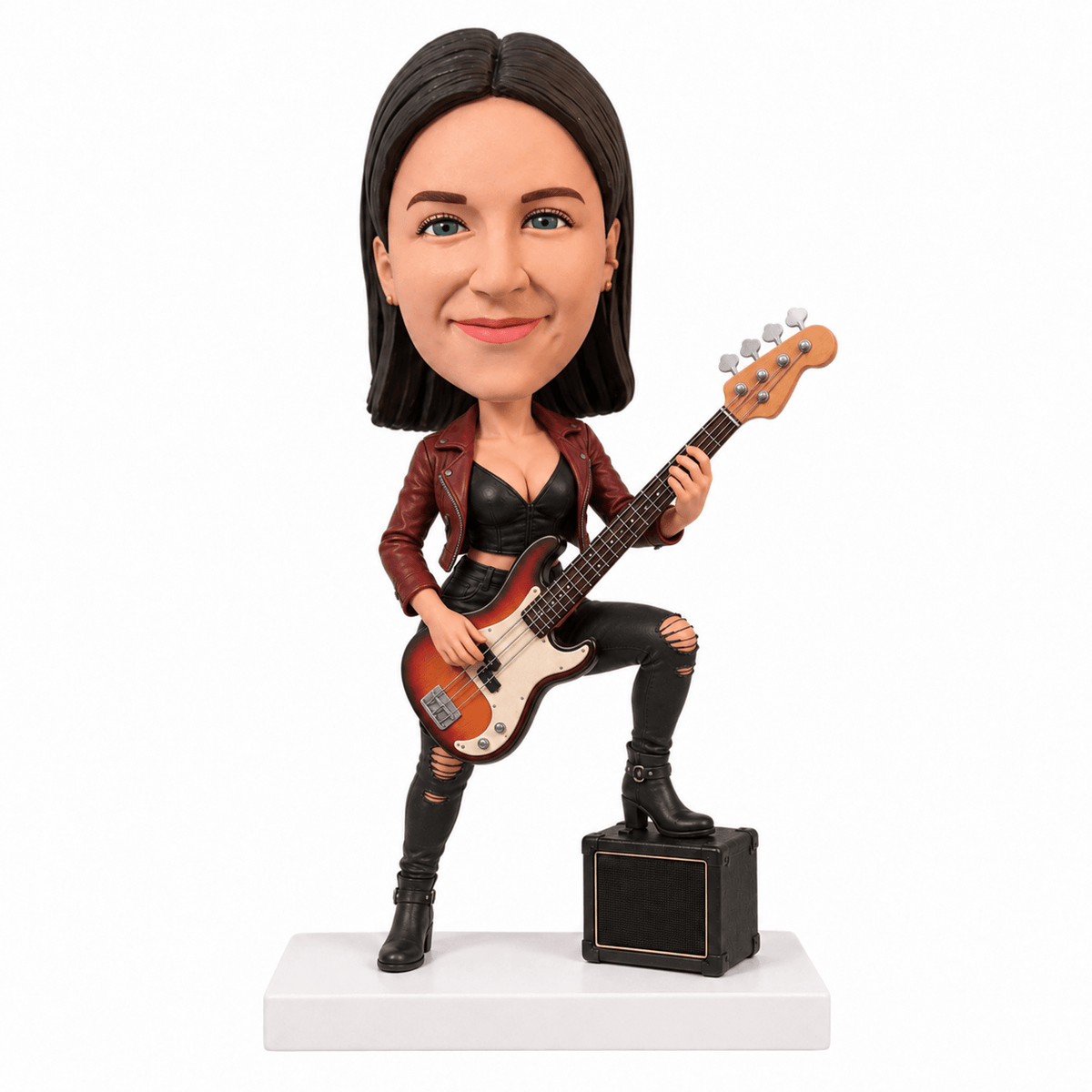 Custom Bassist Female Bobbleheads – Customizable Outfit & Pose