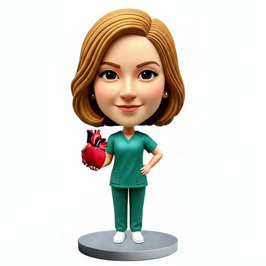 Personalized Female Cardiologist Bobbleheads | Perfect Gift for Female Cardiologist - Customizable Pose & Outfit